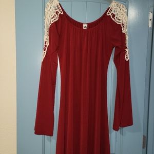 2B together red dress, long sleeve. Large
